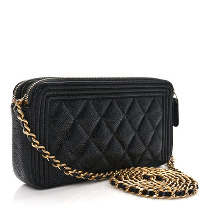 Chanel Caviar Quilted Small Boy Clutch With Chain Black 3 of 13