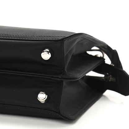 Fendi Nylon Vitello Cover Logo Embossed Mini Peekaboo I SEE U Satchel Black White 10 of 12