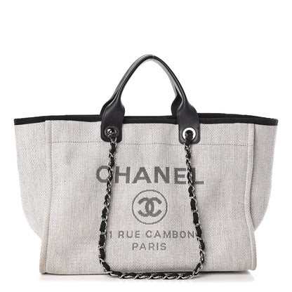 Chanel Canvas Deauville Large Tote Grey 1 of 10