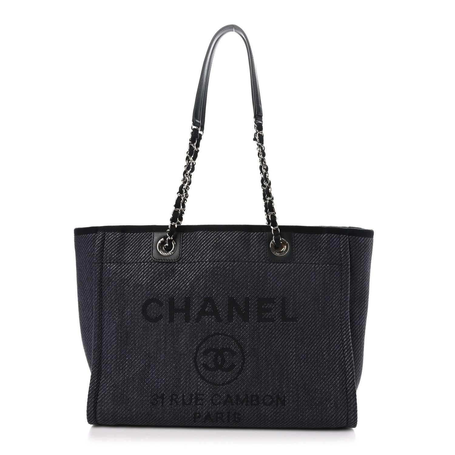 Chanel Mixed Fibers Calfskin Small Deauville Tote Black 1 of 10