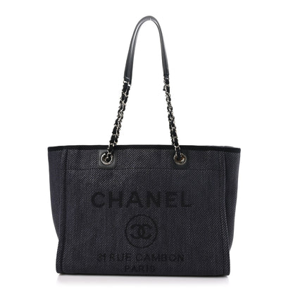 Chanel Mixed Fibers Calfskin Small Deauville Tote Black 1 of 10