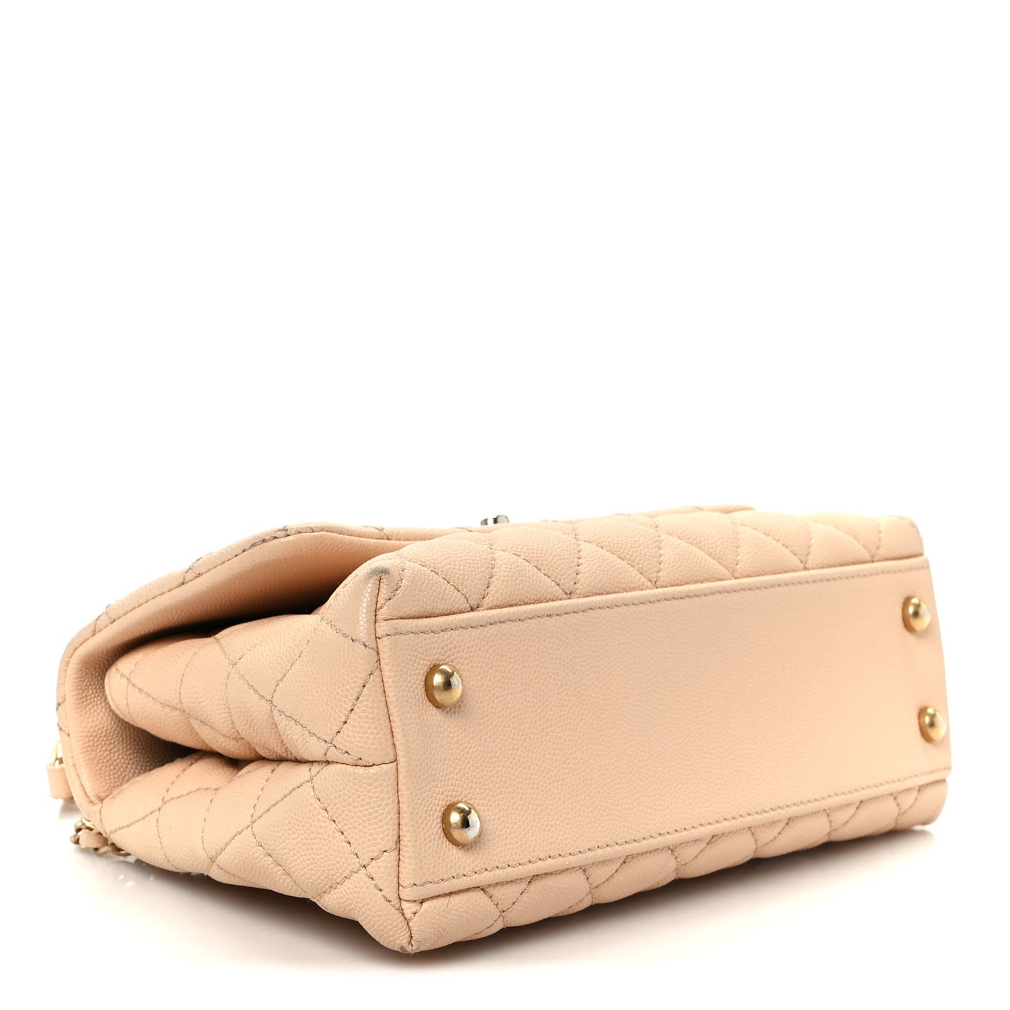 Caviar Quilted Mini Coco Handle Flap Beige