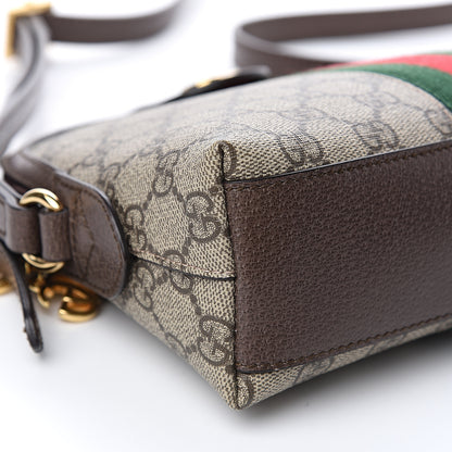 Gucci GG Supreme Monogram Textured Dollar Calfskin Web Small Ophidia Dome Shoulder Bag Beige Ebony New Acero 8 of 9