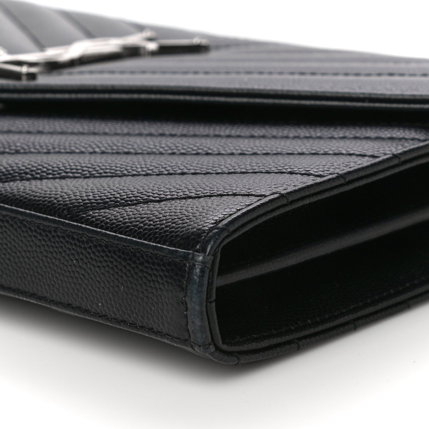 Grain De Poudre Matelasse Chevron Monogram Chain Wallet Black
