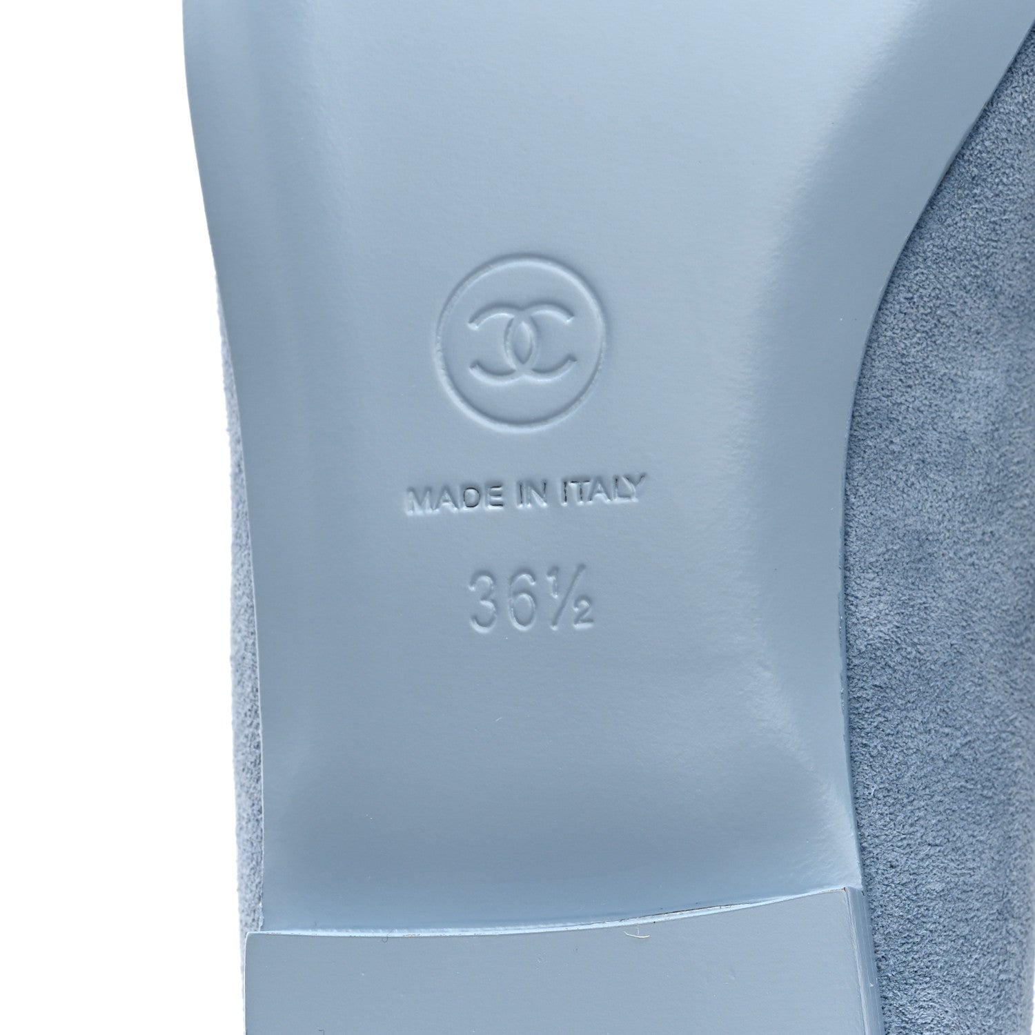 Chanel Suede Cap Toe Camellia Ballerina Flats 36.5 Light Blue 6 of 9