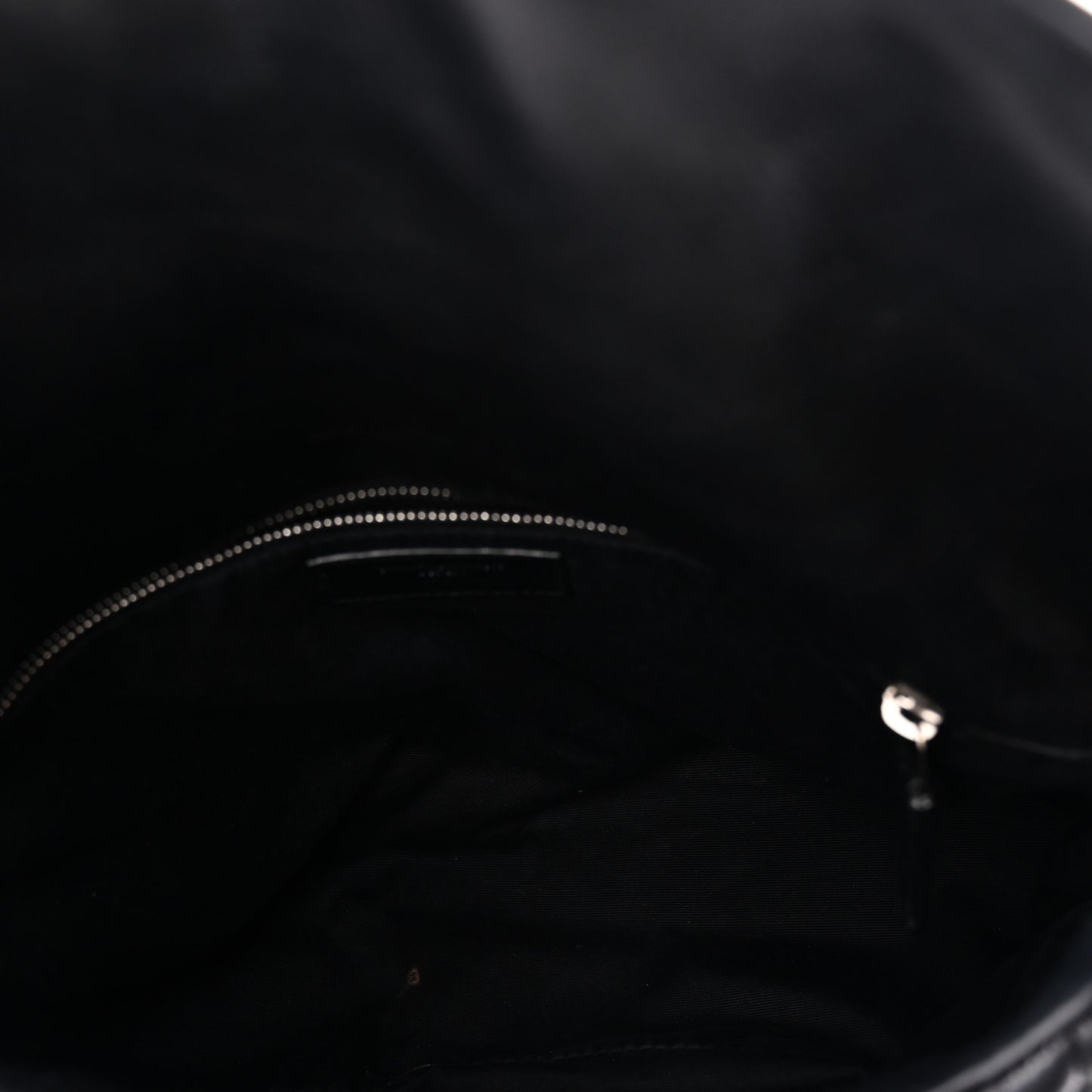 Lambskin Quilted Medium Loulou Puffer Monogram Chain Satchel Black
