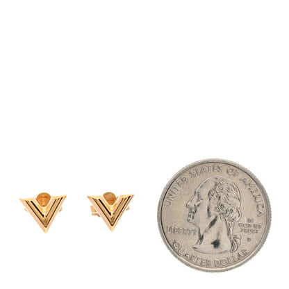 Louis Vuitton Brass Essential V Stud Earrings Gold 2 of 5