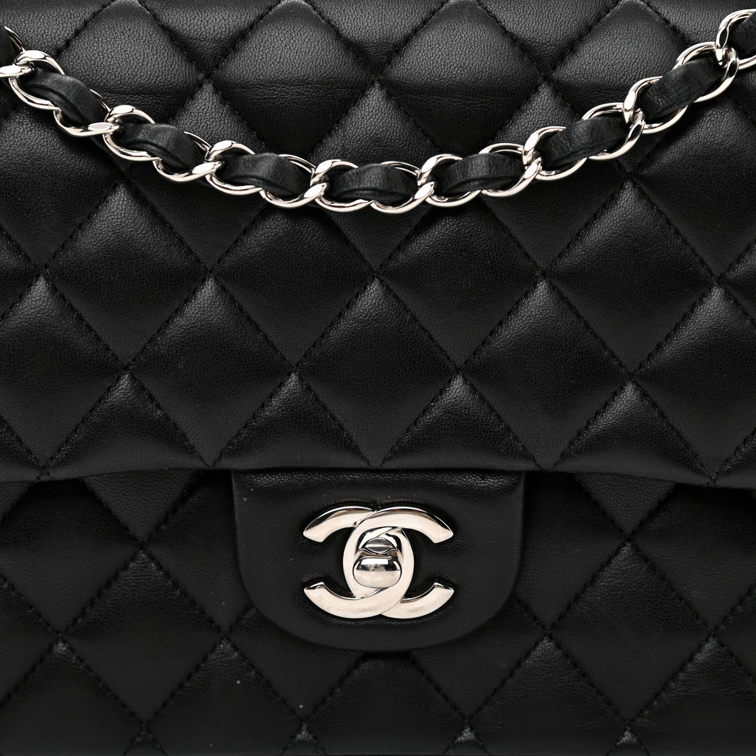 Chanel Lambskin Quilted Medium Double Flap Black 9 of 12