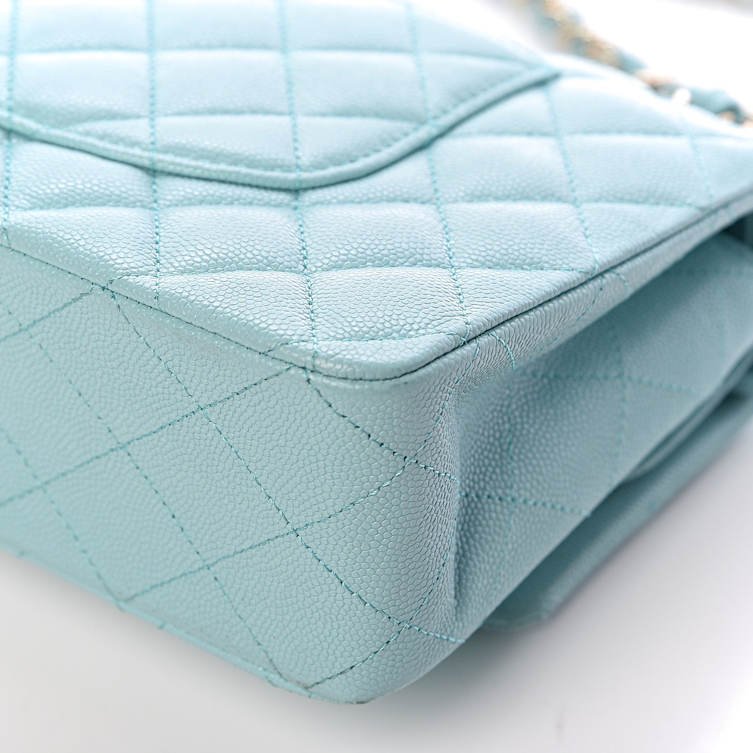 Chanel Caviar Quilted Medium Double Flap Light Blue 11 of 14