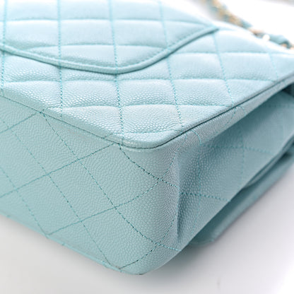 Chanel Caviar Quilted Medium Double Flap Light Blue 11 of 14