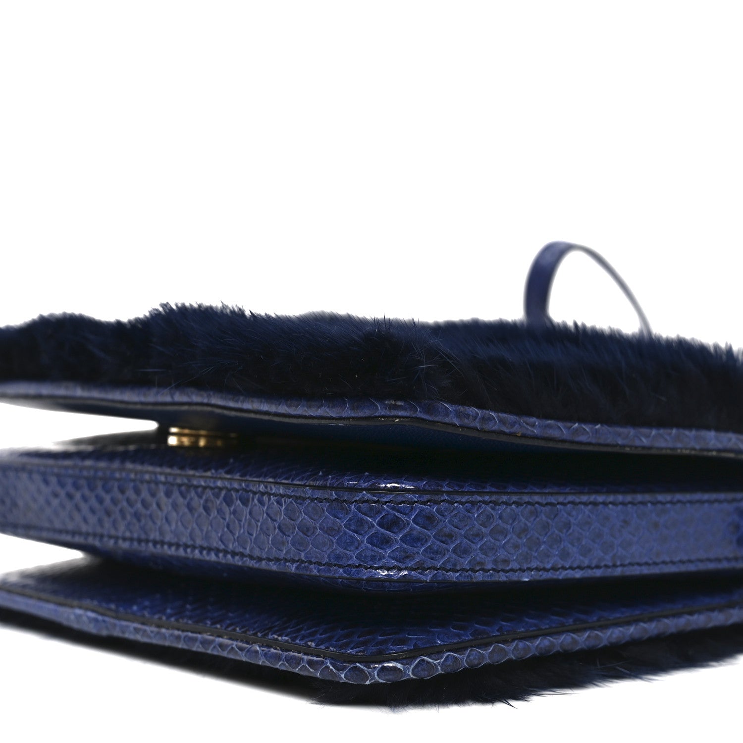 Dolce & Gabbana Mink Fur Snakeskin Crossbody Bag Navy 9 of 9