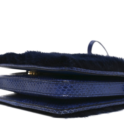 Dolce & Gabbana Mink Fur Snakeskin Crossbody Bag Navy 9 of 9