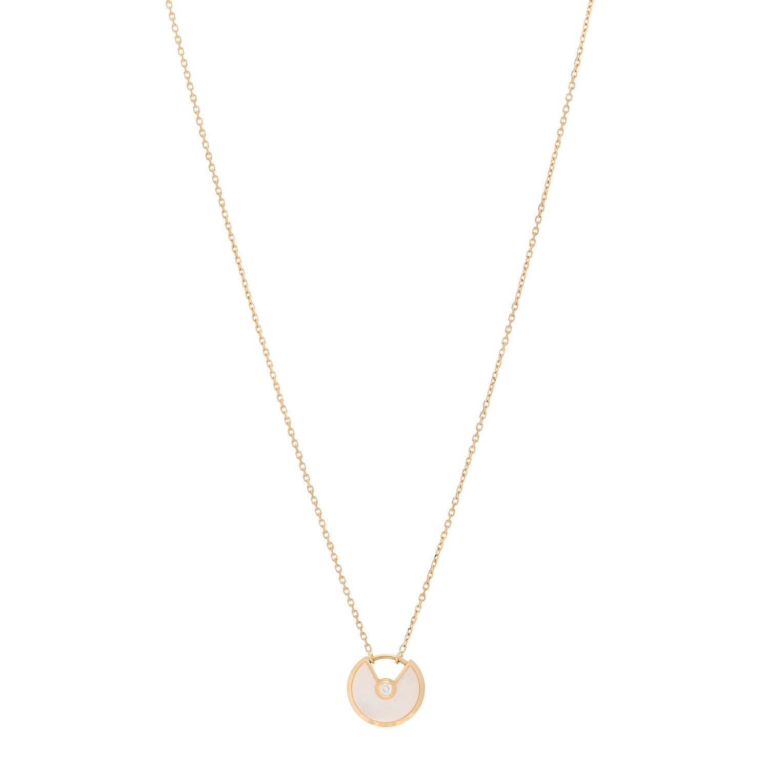 Cartier 18K Yellow Gold Diamond Mother of Pearl XS Amulette de Cartier Pendant Necklace 1 of 5
