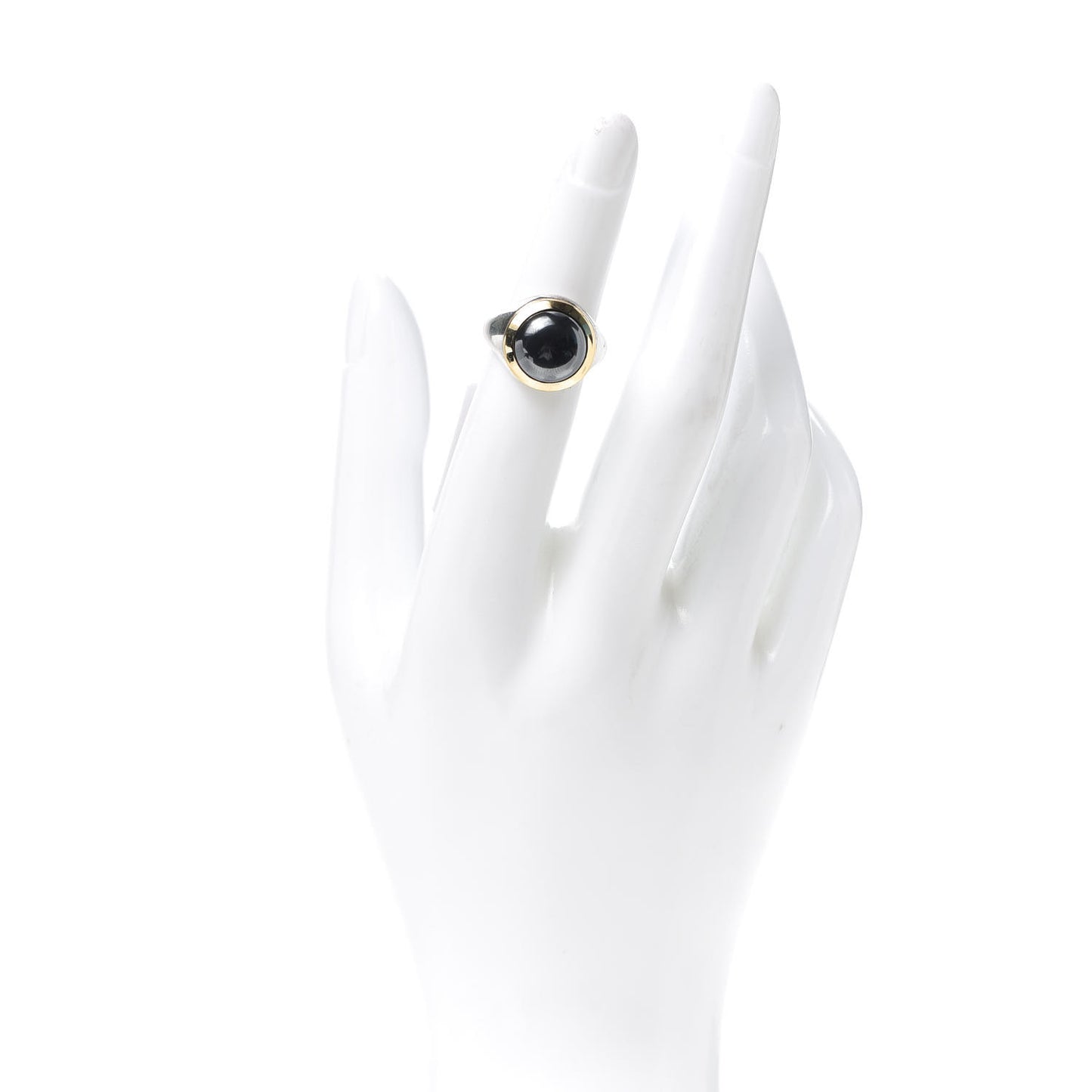 Sterling Silver 18K Yellow Gold Hematite Ring 48 4.5