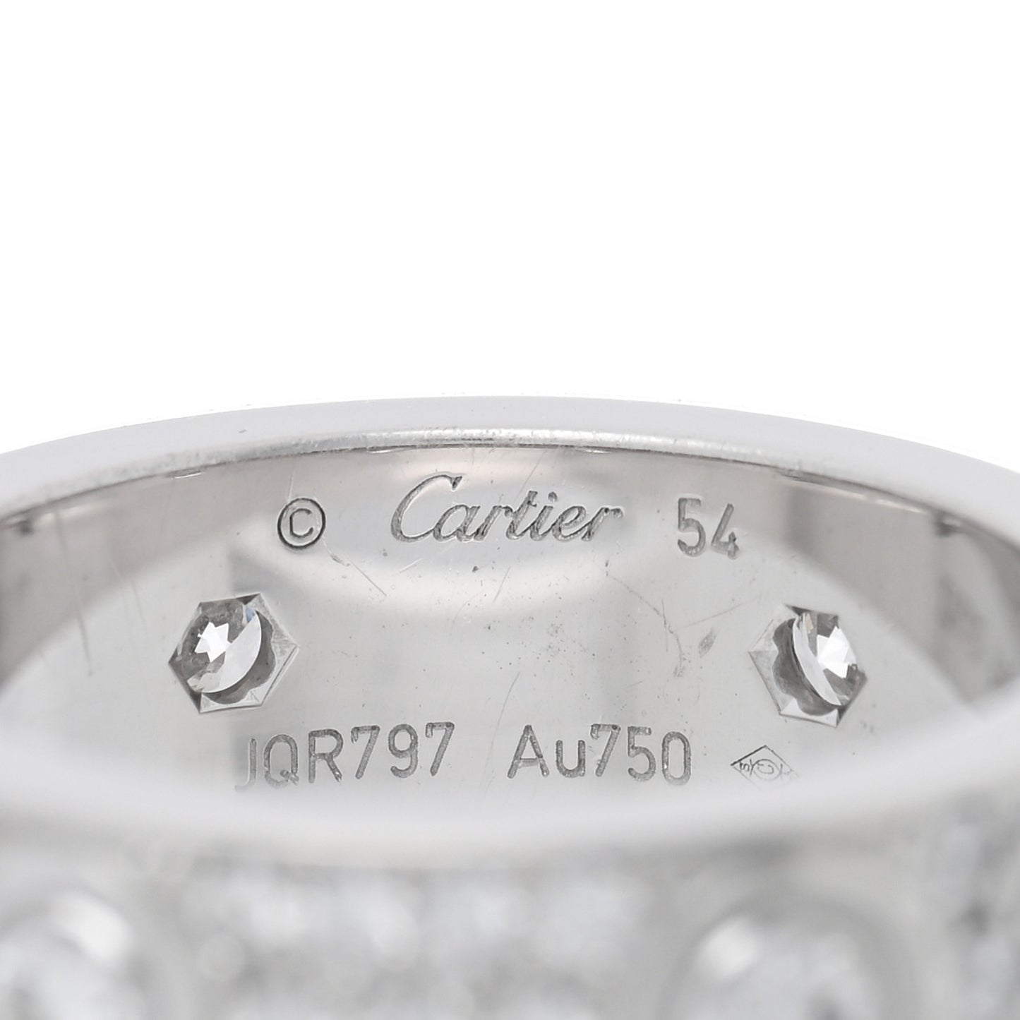 18K White Gold Diamond LOVE Paved Ring 54 7