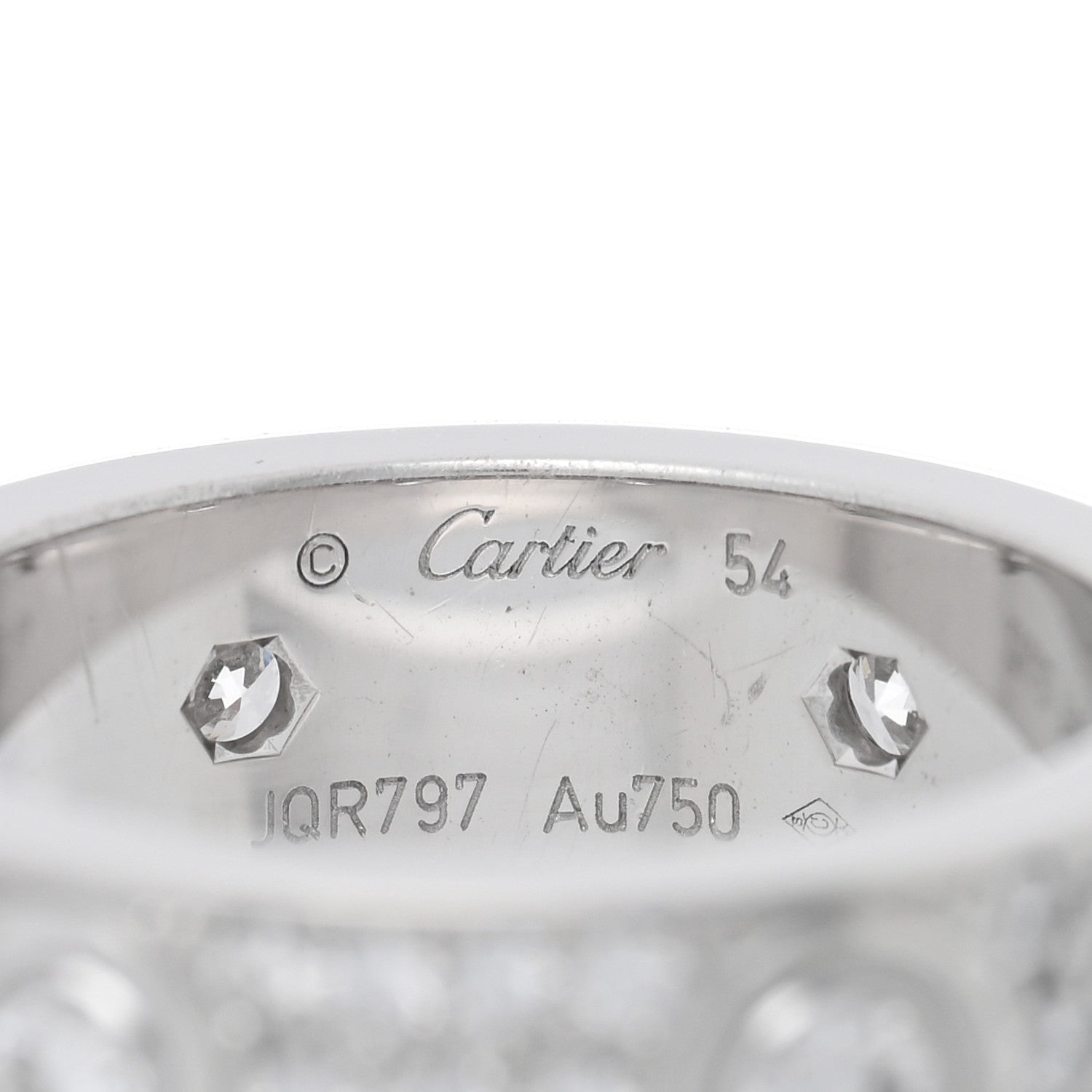 Cartier 18K White Gold Diamond LOVE Paved Ring 54 7 4 of 5