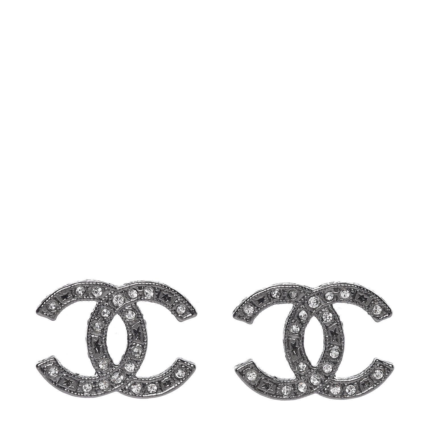 Chanel Ruthenium Crystal CC Earrings 1 of 5