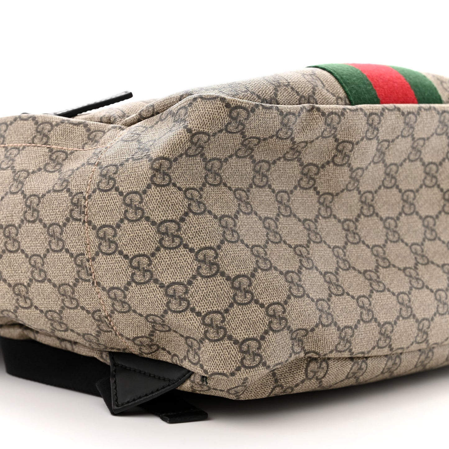 Soft GG Supreme Monogram Appia Calfskin Web Tote Backpack Beige Ebony Black