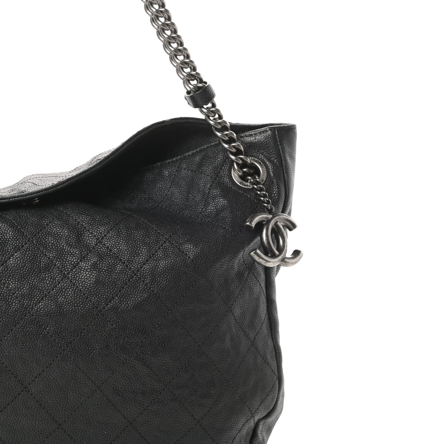 Caviar Quilted Simply CC Hobo Black