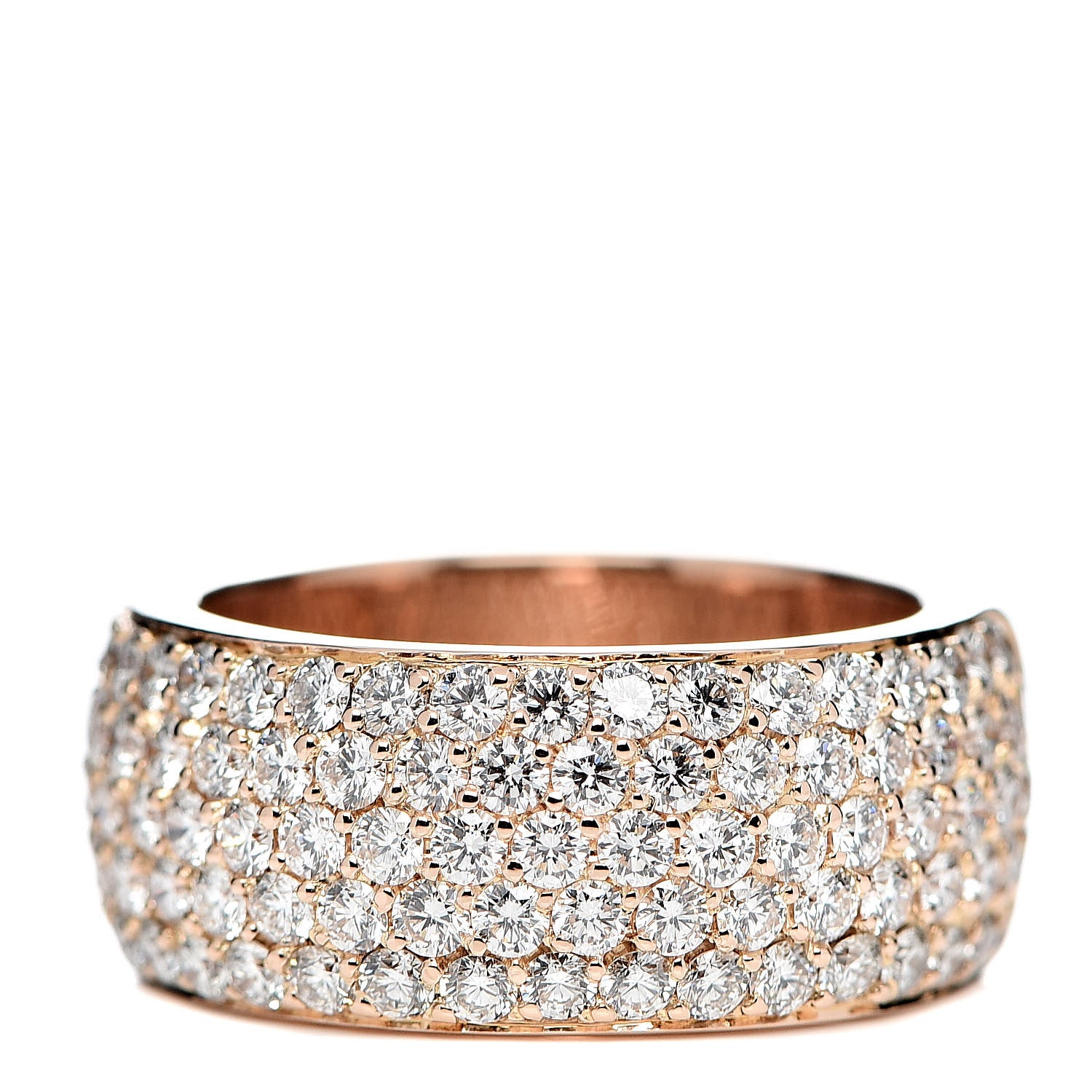 Cartier 18K Pink Gold Diamond 5 Row Half Paved Band Ring 49 4.75 1 of 6