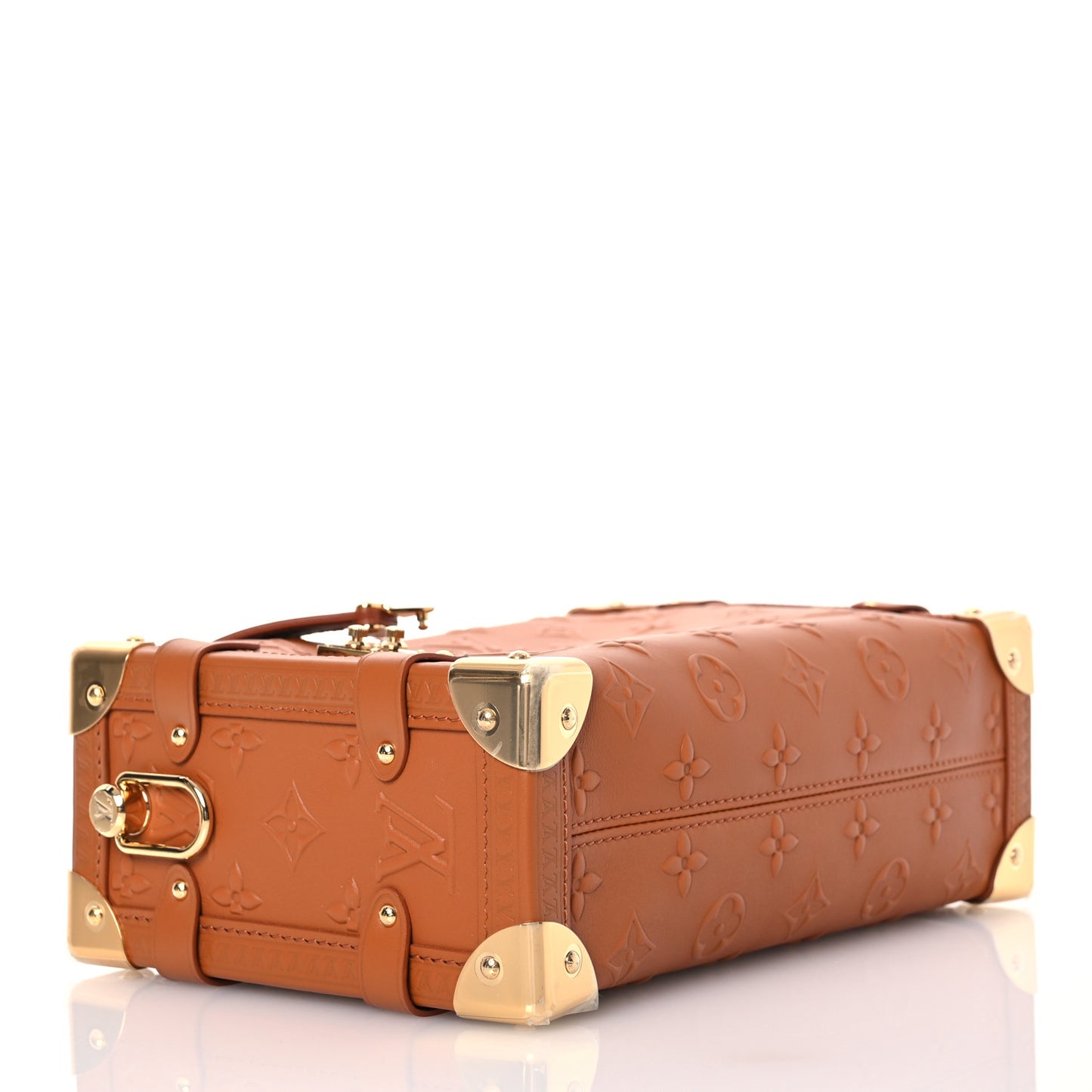 Calfskin Debossed Monogram Side Trunk Tan