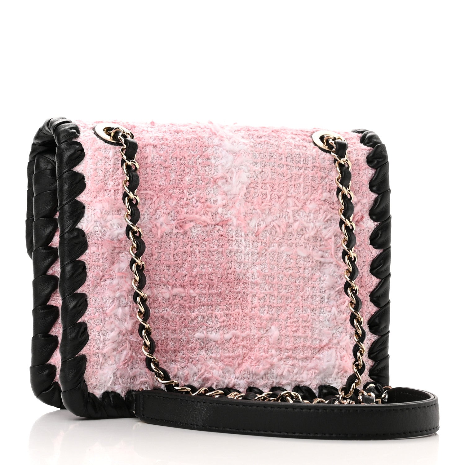 Chanel Tweed Braided Calfskin Mini My Own Frame Flap Pink Black 3 of 11