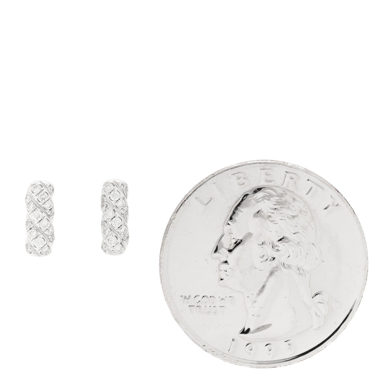 David Yurman 18K White Gold Diamond Cable Collectibles Bar Stud Earrings 2 of 4