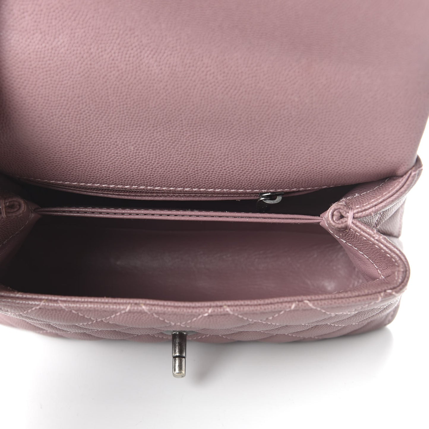 Caviar Lizard Quilted Mini Coco Handle Flap Pink Burgundy