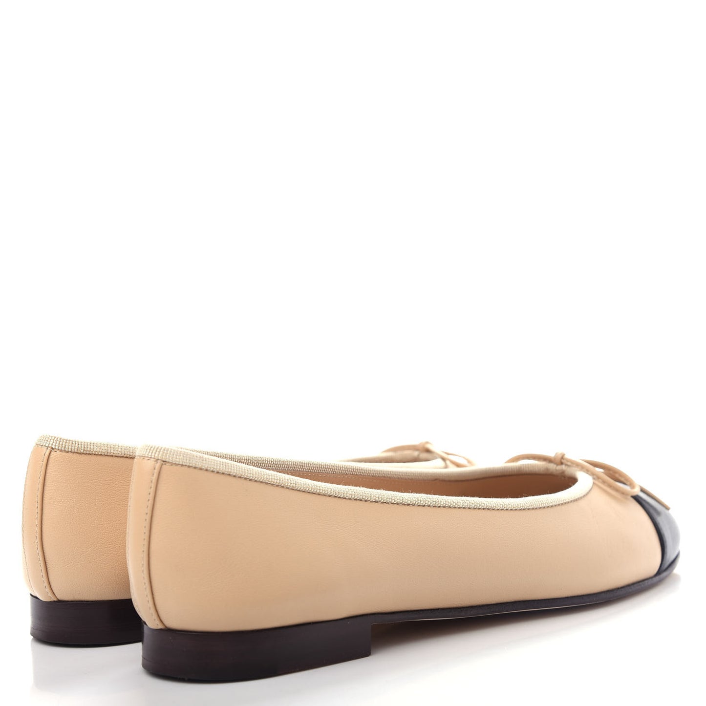 Lambskin Cap Toe CC Ballerina Flats 37.5 Beige Black