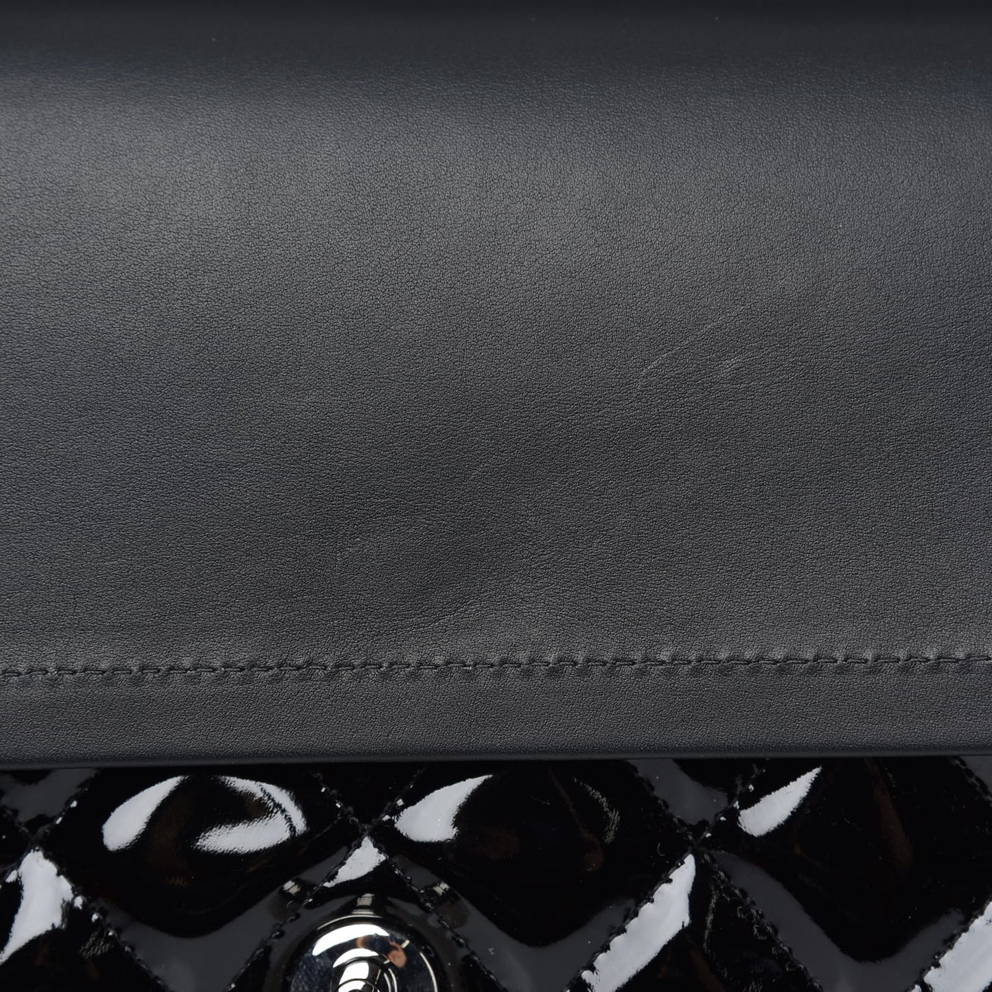 Patent Quilted Jumbo Double Flap Black