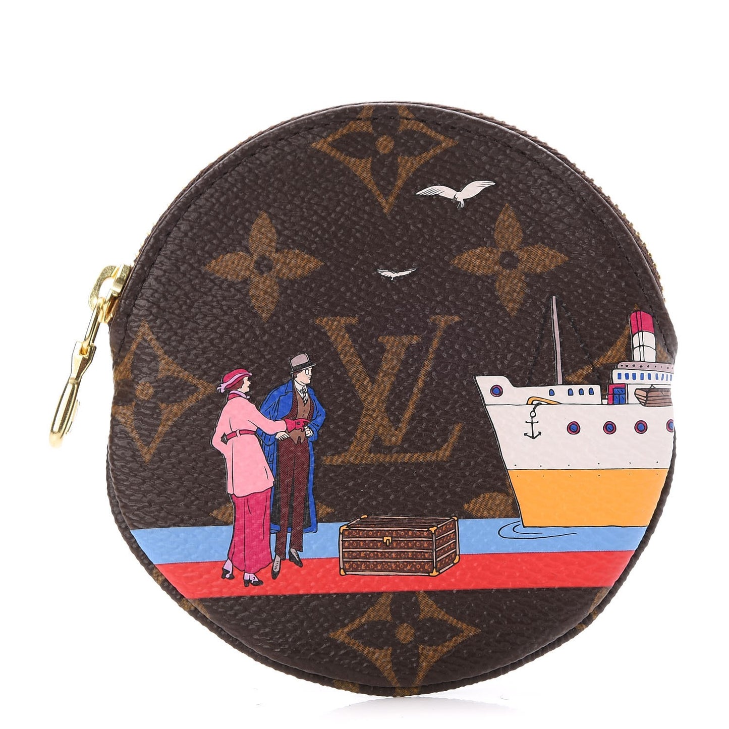 Monogram 2016 Christmas Animation Round Coin Purse Rouge