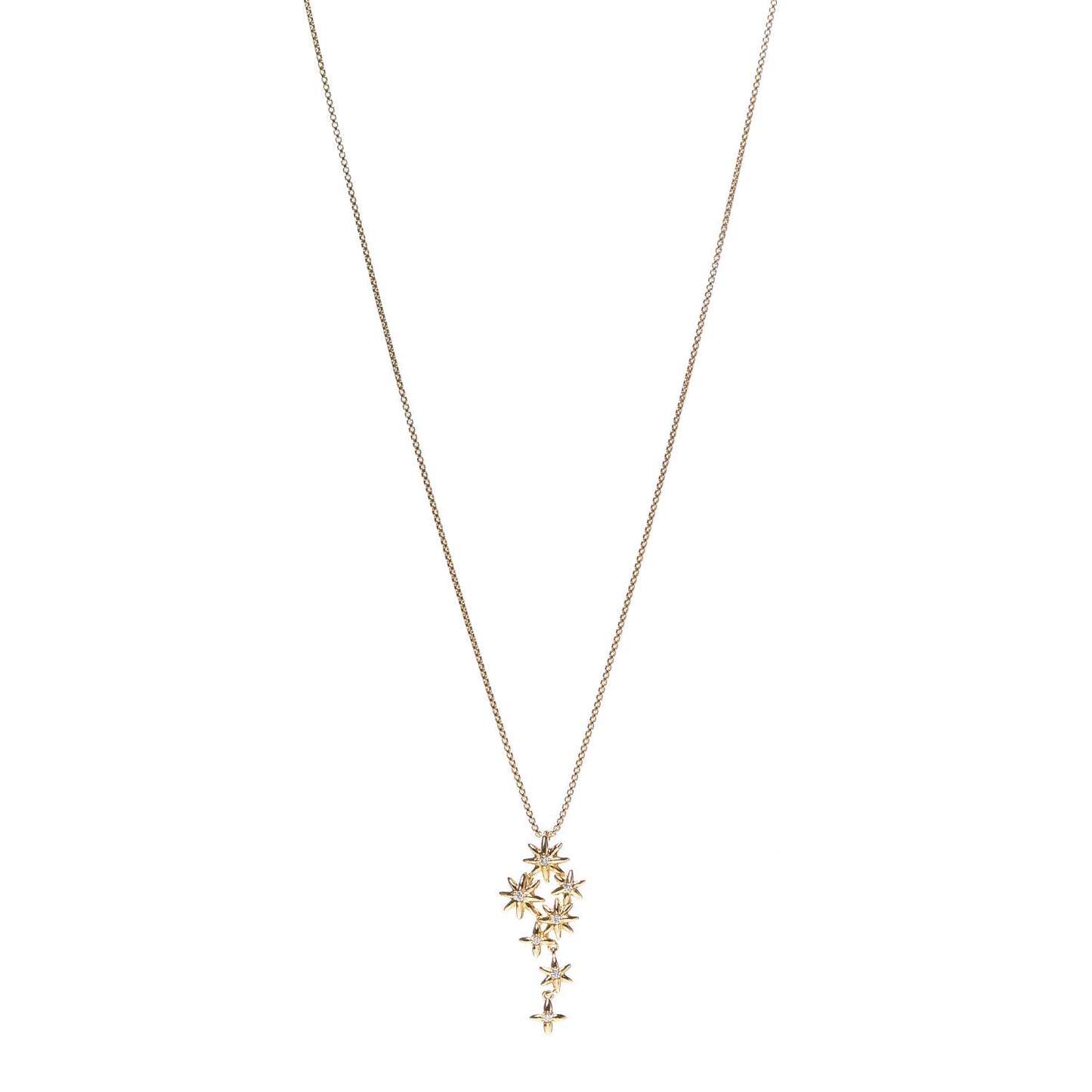 18K Yellow Gold Diamond Starburst Constellation Drop Necklace