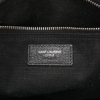 Saint Laurent Linen Calfskin Rive Gauche North South Tote White Black 5 of 11
