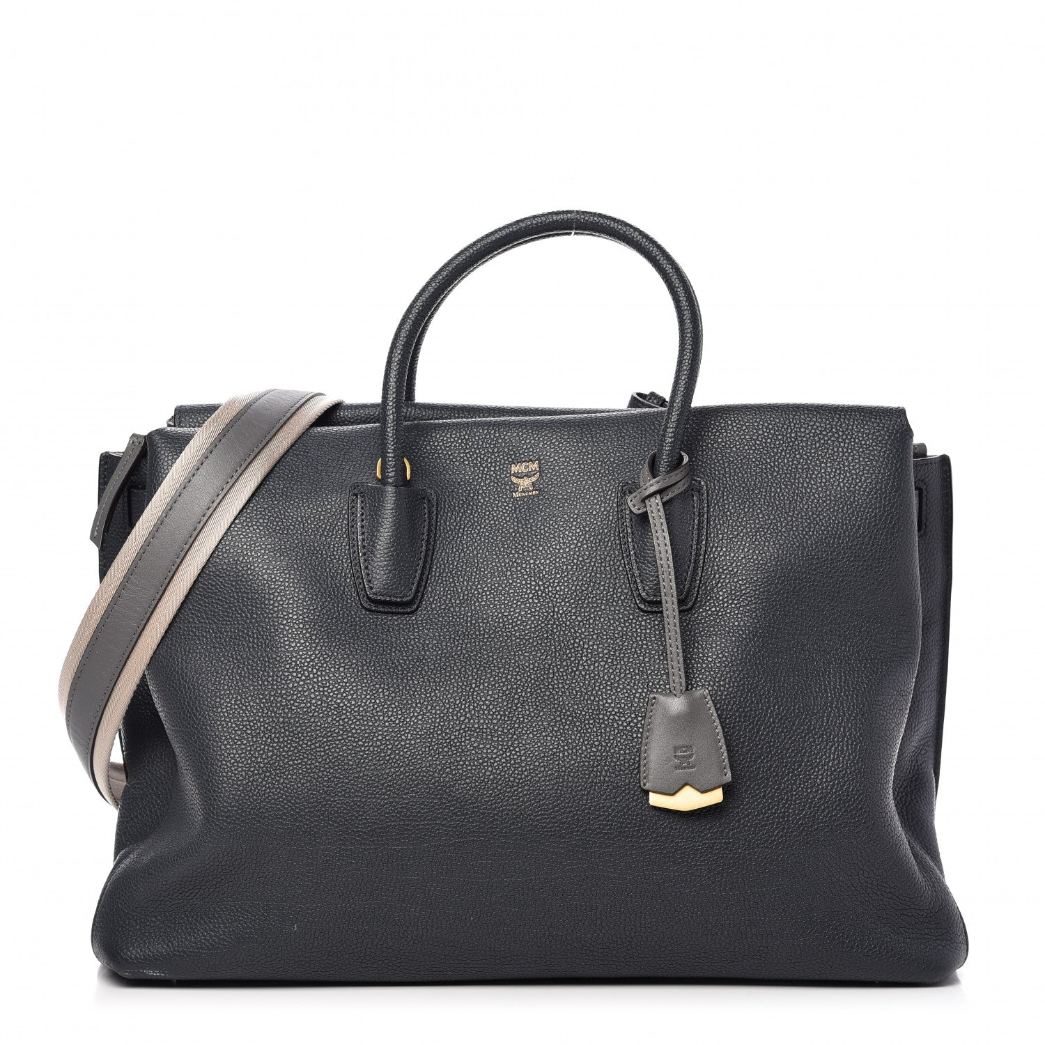 MCM Grained Calfskin Large Milla Tote Phantom Grey 1 of 13