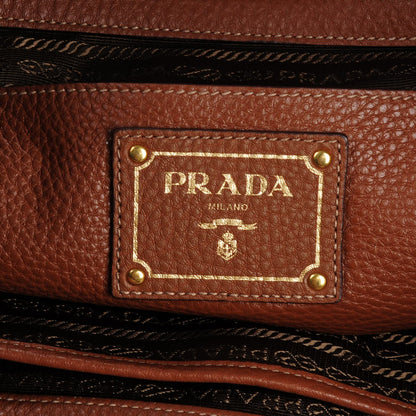 Prada Vitello Daino Side Zip Shopping Tote Brandy 6 of 7