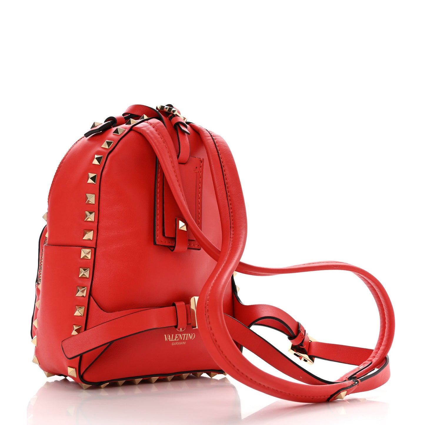 Vitello Mini Rockstud Backpack Deep Orange