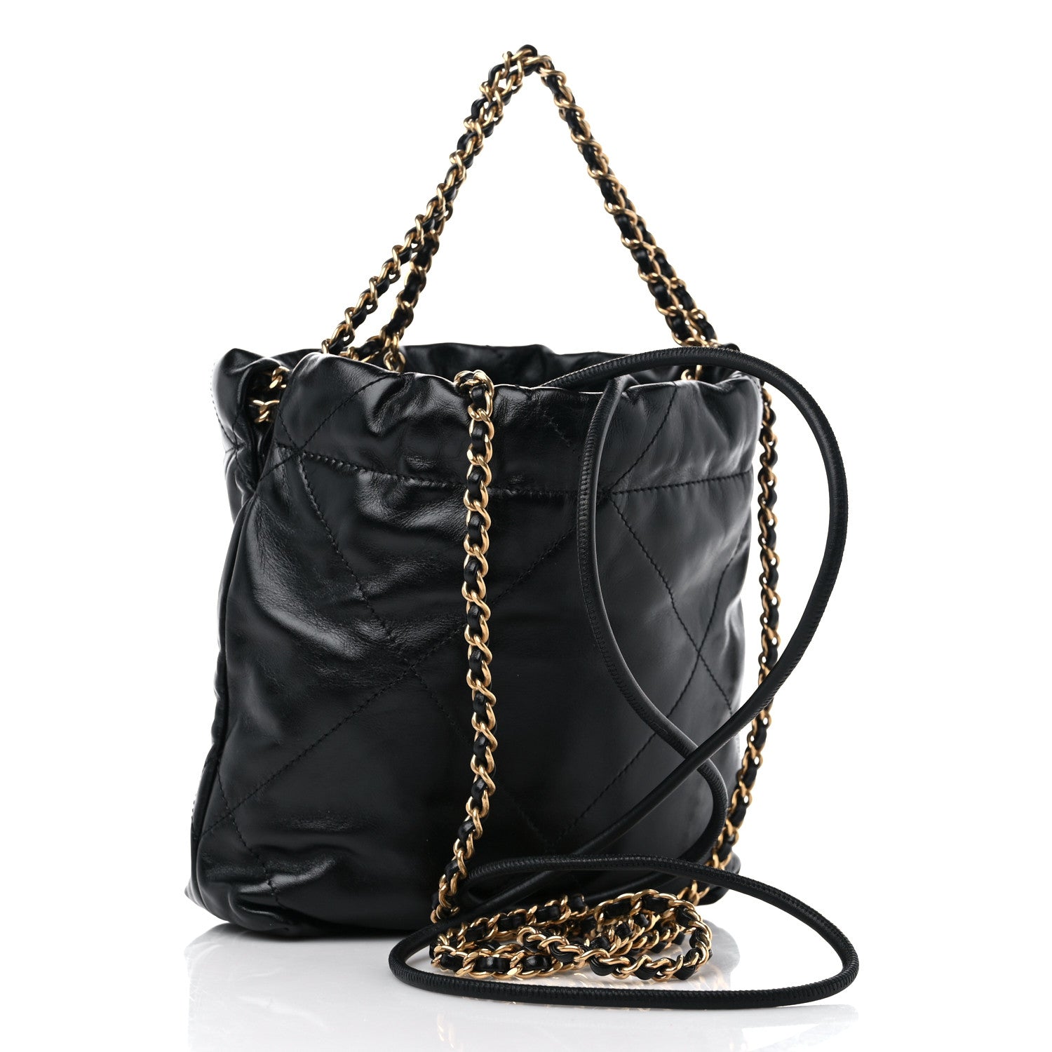Chanel Shiny Calfskin Quilted Mini Chanel 22 Black 3 of 9