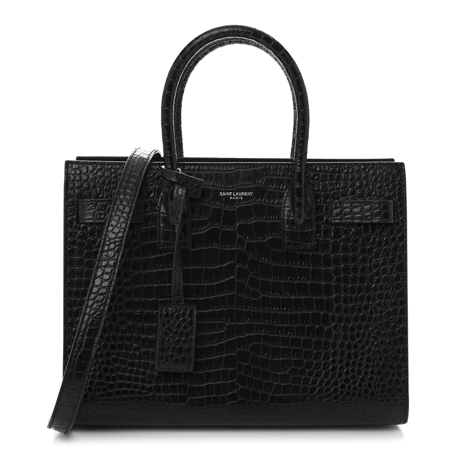 Saint Laurent Calfskin Crocodile Embossed Baby Sac De Jour Black 1 of 13