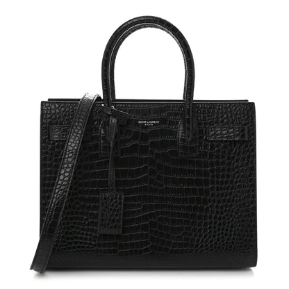 Saint Laurent Calfskin Crocodile Embossed Baby Sac De Jour Black 1 of 13