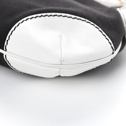 Chanel Lambskin Canvas CC Small Olsen Chain Shoulder Bag White Black 10 of 12