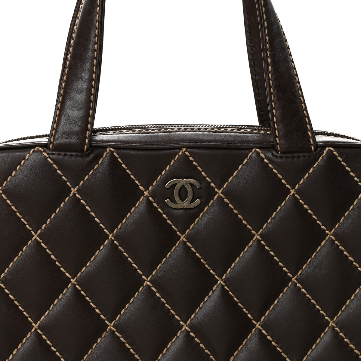 Chanel Calfskin Wild Stitch Vertical Top Handle Bag Brown 8 of 13