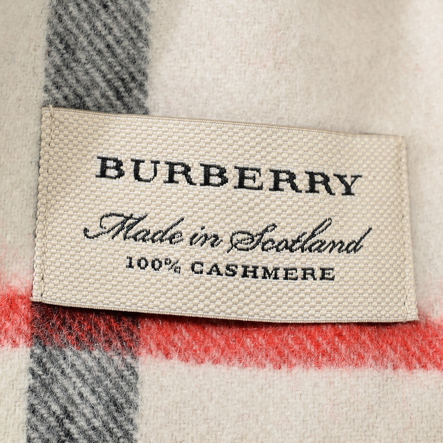 Burberry Cashmere Giant Check Fringe Scarf Ivory 5 of 5