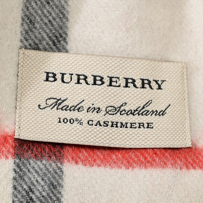 Burberry Cashmere Giant Check Fringe Scarf Ivory 5 of 5
