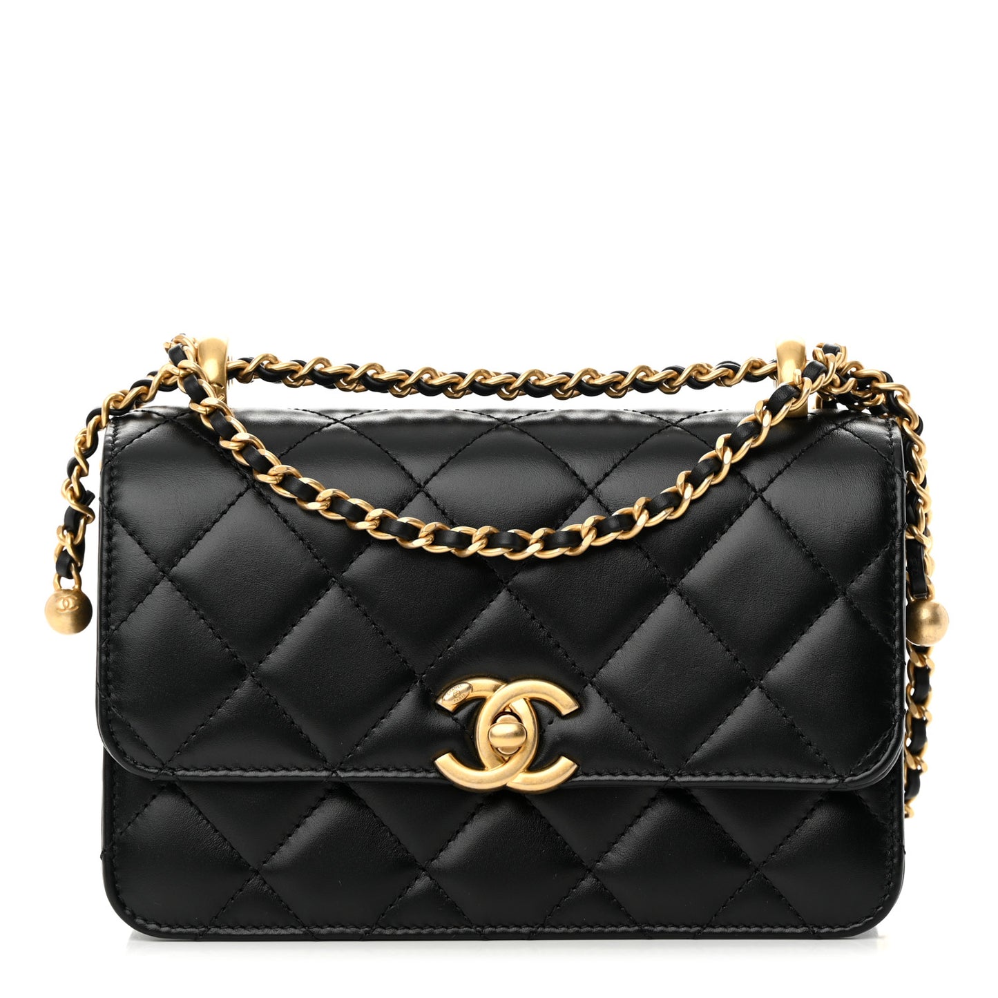 Calfskin Quilted Mini Perfect Fit Flap Black