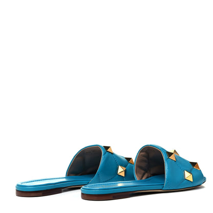Valentino Garavani Nappa Roman Stud Flat Slide Sandals 39 Sky Fall 4 of 7
