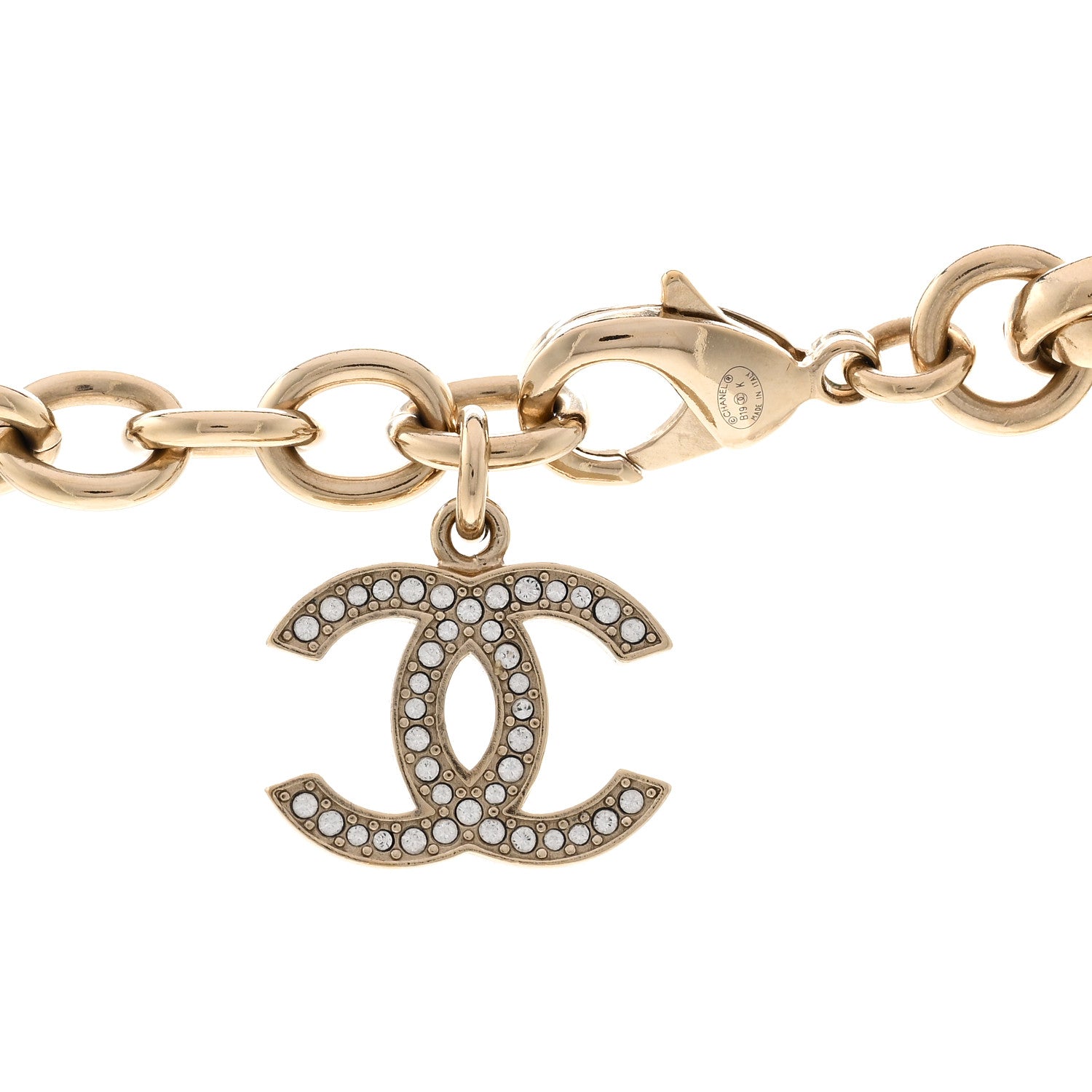 Chanel Pearl Crystal CC Snowfall Chain Short Necklace Light Gold 5 of 6