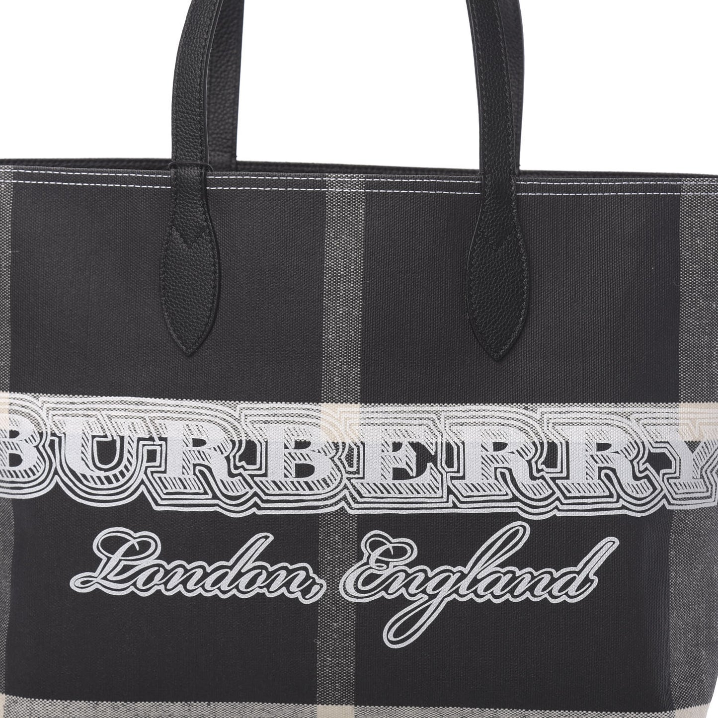 Coated Canvas Mega Check Medium Doodle Tote Black White