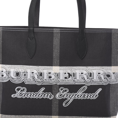 Burberry Coated Canvas Mega Check Medium Doodle Tote Black White 7 of 9