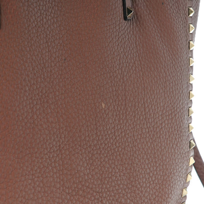 Valentino Garavani Grained Calfskin Medium Rockstud Reversible Tote Dark Rose Grey 15 of 16