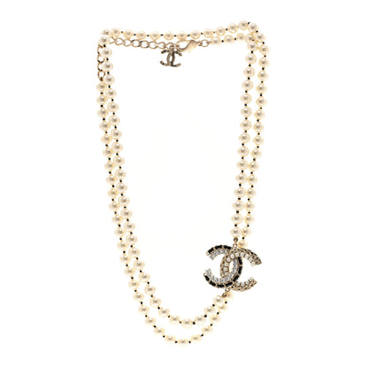 Chanel Pearl Crystal Lambskin CC Long Necklace Gold Black 3 of 6